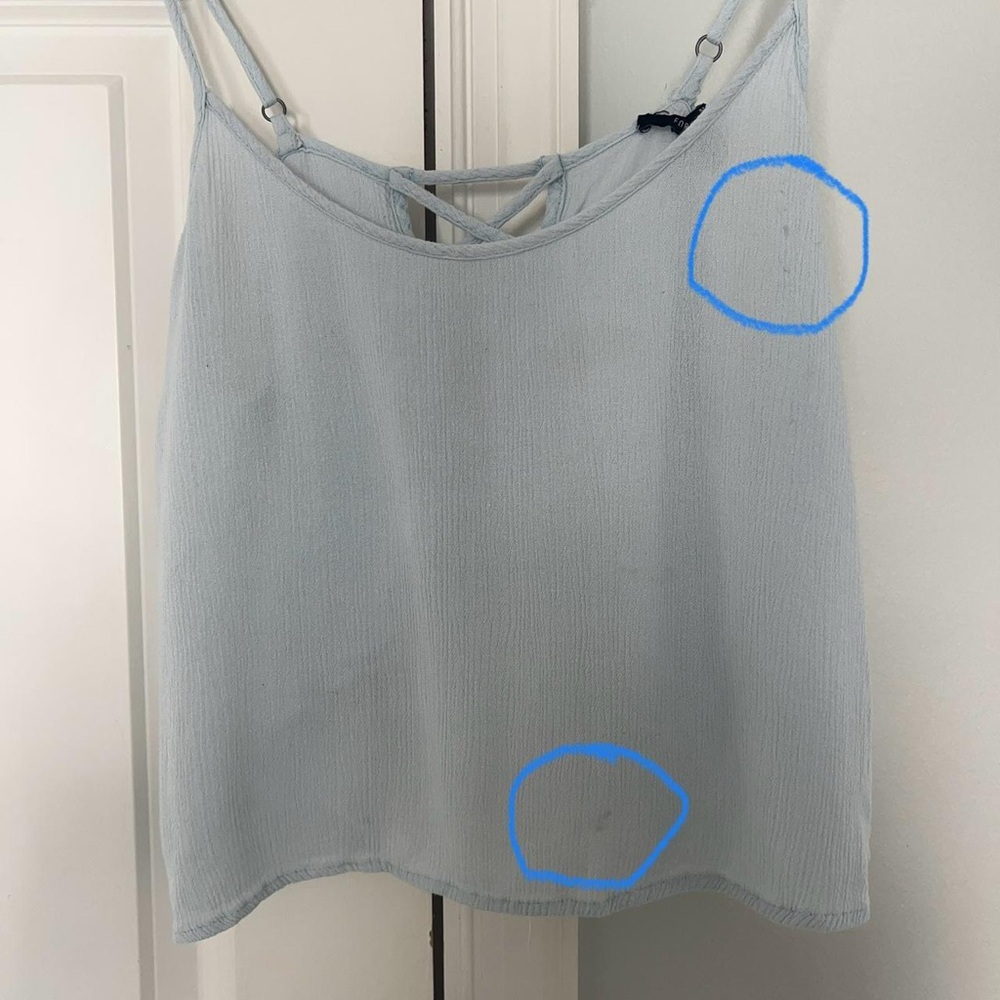 Light Blue Tank Top w/ Open Cross Back